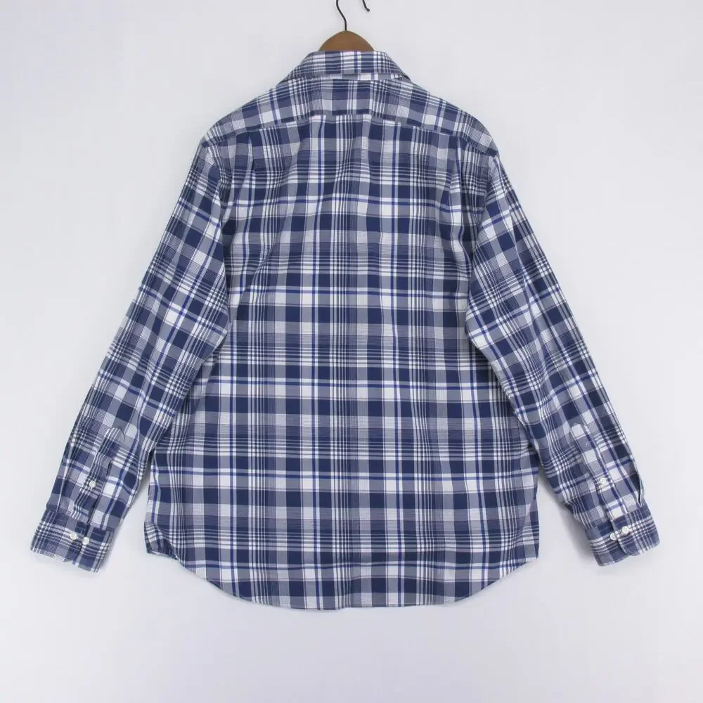 Polo Ralph Lauren Performance Shirt Mens XL Blue Plaid Long Sleeve Stretch
